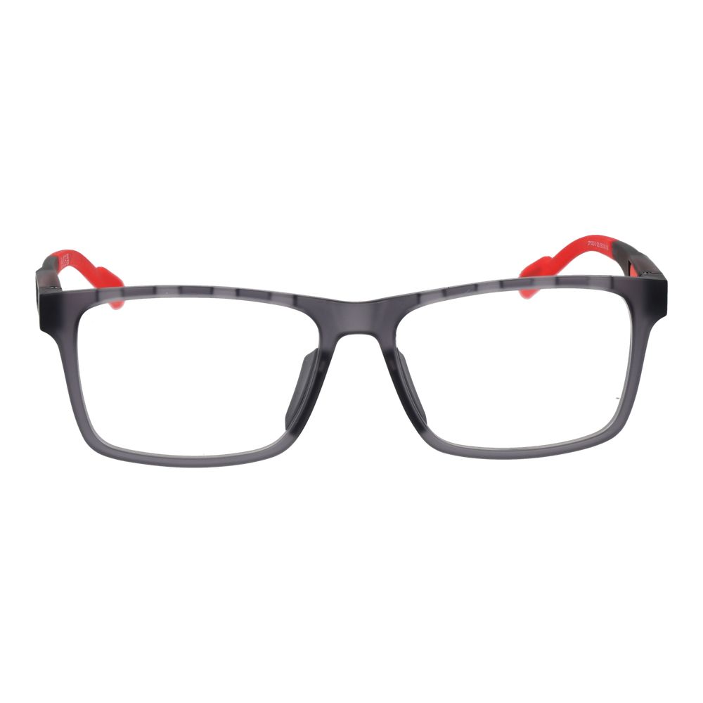 Eyeglasses Frames by Adidas for men in plastic gray showcases a reflective silhouette, artfully incorporating a sophisticated gray coloured frame with a distinct full-frame frame design.