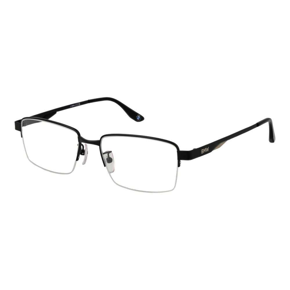 Eyeglasses Frames by BMW for men in metal and black showcases a refined silhouette, detailed with a black coloured frame finish and a sophisticated half-frame frame design.