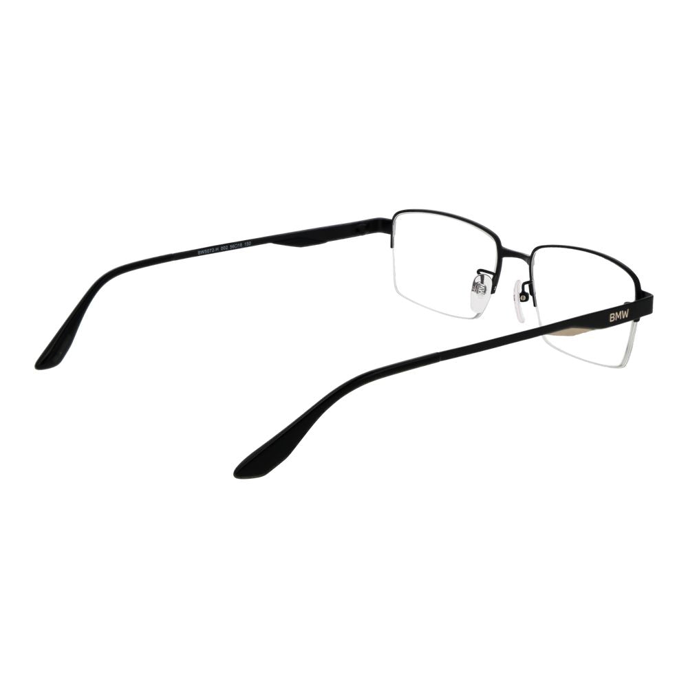 Eyeglasses Frames by BMW for men in metal black features an refined silhouette, showcasing a sophisticated black coloured frame and refined half-frame frame design for a refined look.