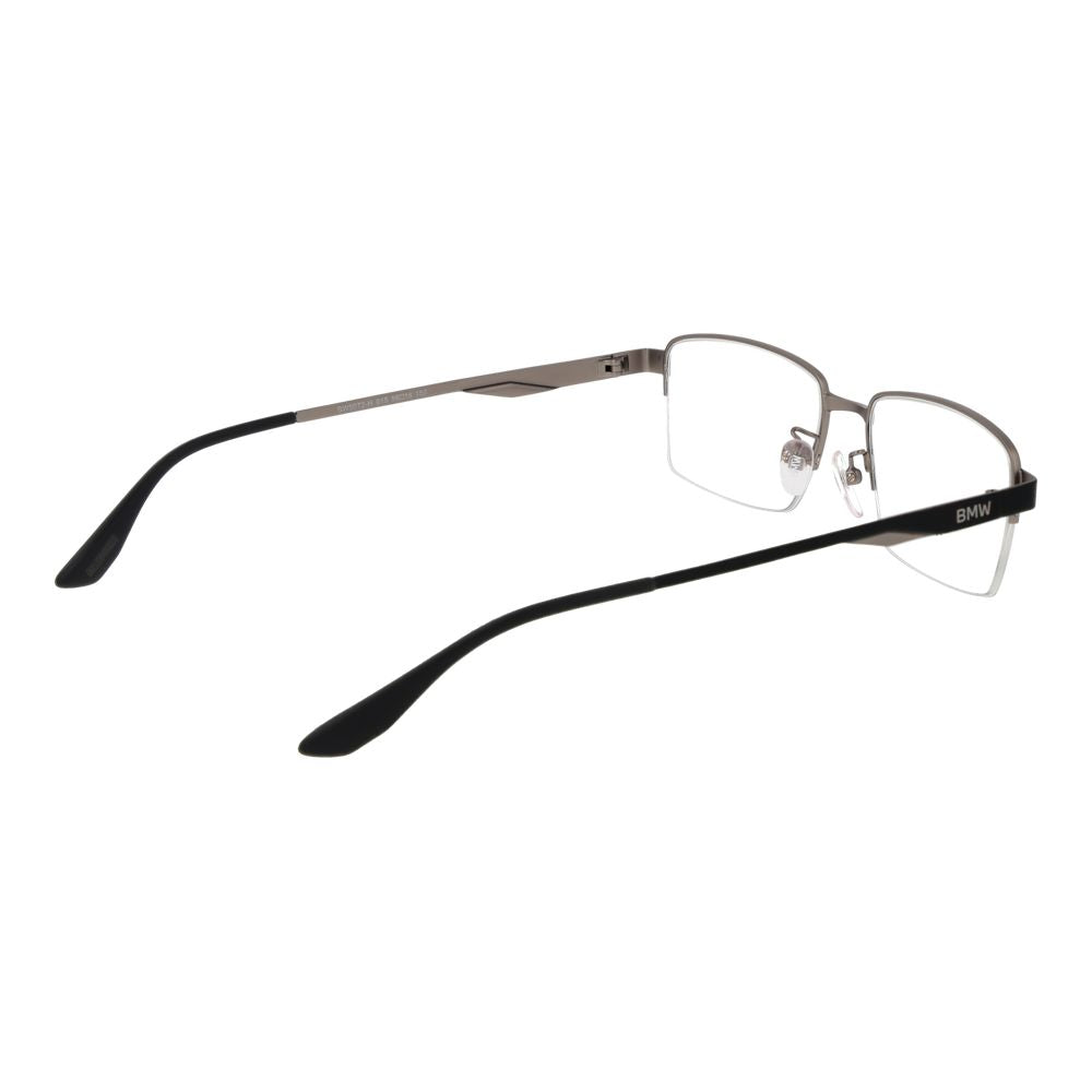 Eyeglasses Frames by BMW for men in metal gray showcases a reflective silhouette, artfully incorporating a sophisticated gunmetal coloured frame with a distinct half-frame frame design.