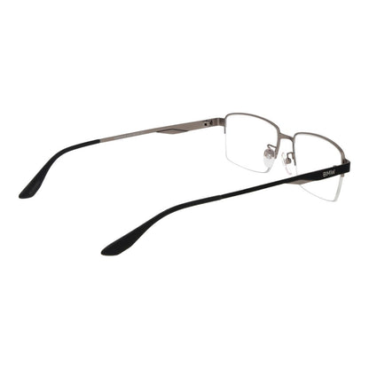 Eyeglasses Frames by BMW for men in metal gray showcases a reflective silhouette, artfully incorporating a sophisticated gunmetal coloured frame with a distinct half-frame frame design.