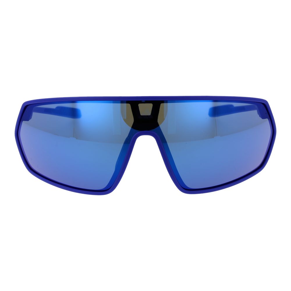 Sunglasses by Adidas for unisex in plastic blue showcases a ethereal silhouette, featuring blue coloured frame full-rim sport frame design with mirrored category-3-dark-tint lens for a ethereal finish.