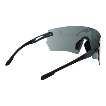 This Sunglasses by Adidas for unisex in plastic black presents a sumptuous silhouette, showcasing a sumptuous rimless mono-lens frame design in black coloured frame and high-performance non-polarized category-3-dark-tint lens.