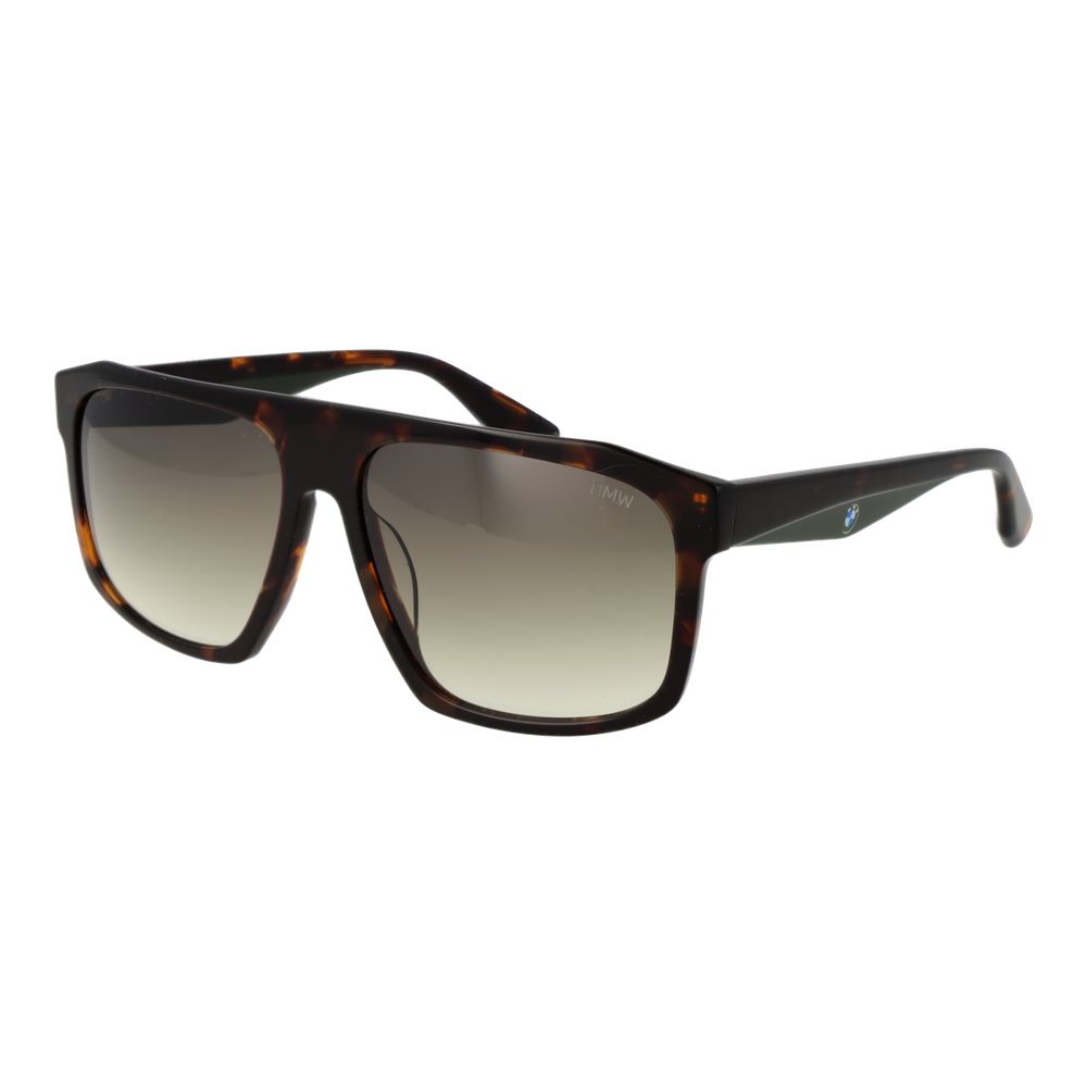 Sunglasses by BMW for men in plastic and brown presents a sumptuous silhouette, featuring brown coloured frame and full-rim square frame design with gradient category-2-medium-tint lens for a sumptuous look.