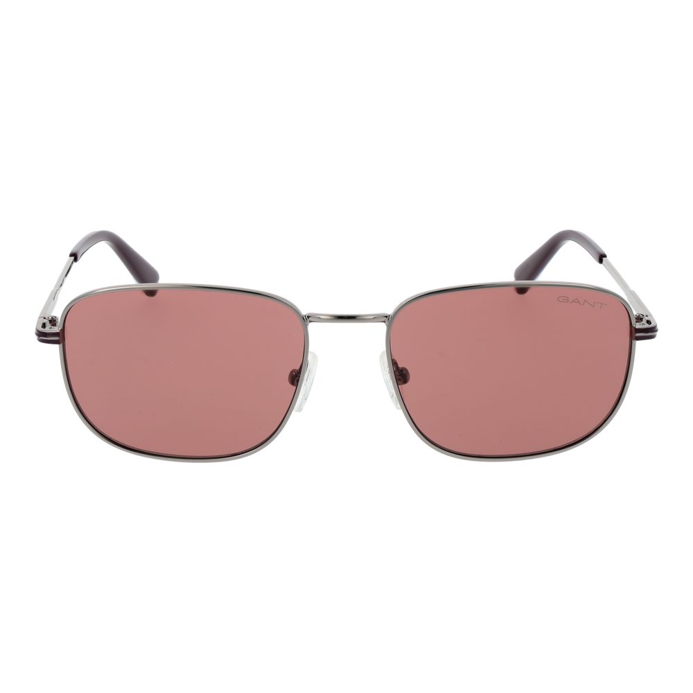 Sunglasses by Gant for men in metal silver features a sumptuous silhouette, showcasing a sumptuous rectangle full-rim frame design in silver coloured frame with high-performance non-polarized category-2-medium-tint lens.