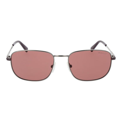 Sunglasses by Gant for men in metal silver features a sumptuous silhouette, showcasing a sumptuous rectangle full-rim frame design in silver coloured frame with high-performance non-polarized category-2-medium-tint lens.