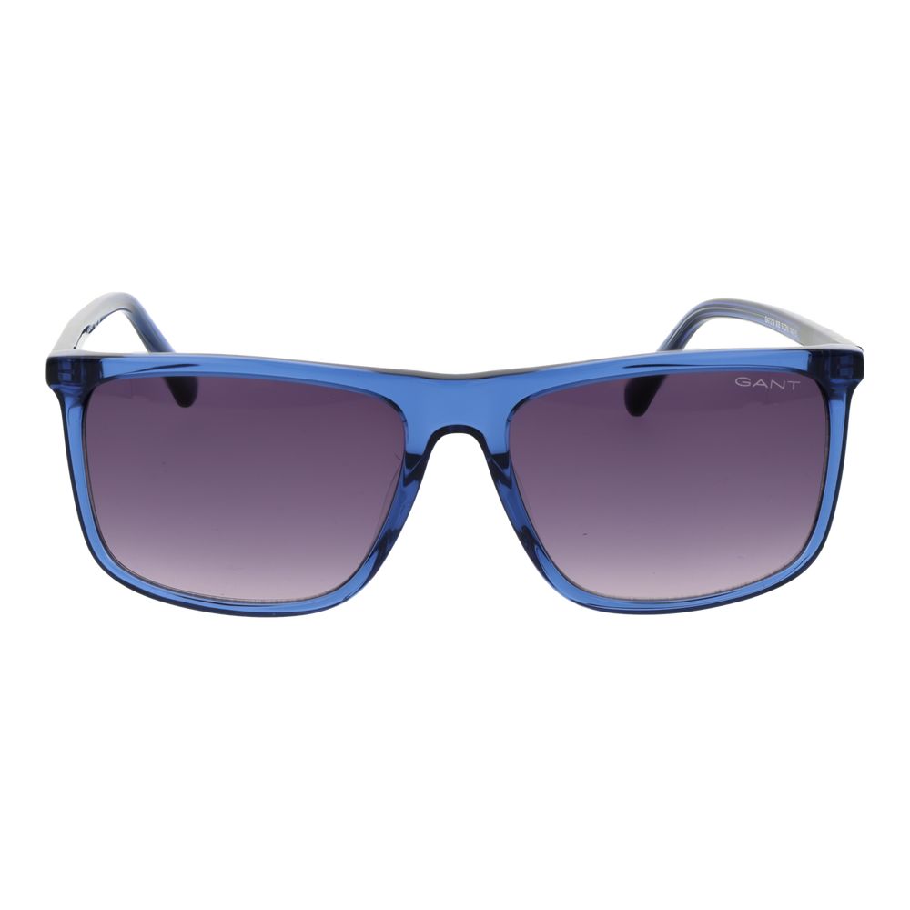 Sunglasses by Gant for men in plastic blue showcases a ethereal silhouette, featuring blue coloured frame rectangle full-rim frame design with gradient category-3-dark-tint lens for a ethereal finish.