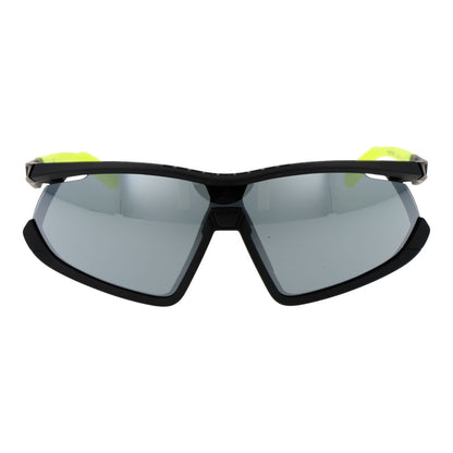 This Sunglasses by Adidas for unisex in plastic black presents a sumptuous silhouette, showcasing a sumptuous half-rim sport frame design in black coloured frame and high-performance mirrored category-3-dark-tint lens.