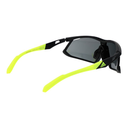 Sunglasses by Adidas for unisex in plastic black features an lustrous half-rim sport frame design with black coloured frame detailing and mirrored category-3-dark-tint lens for a lustrous aesthetic.
