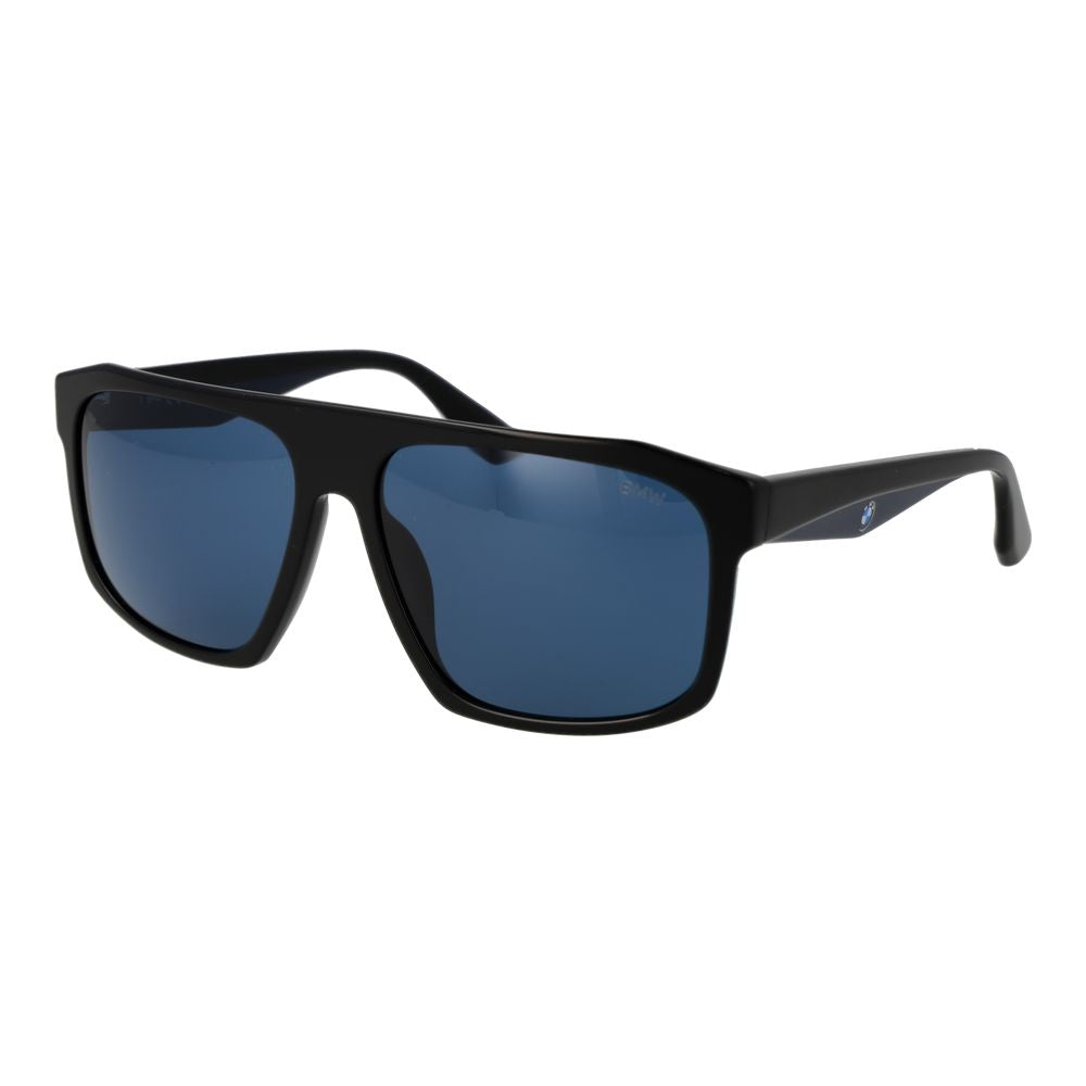 Sunglasses by BMW for men in plastic and black presents a sumptuous silhouette, featuring black coloured frame and full-rim square frame design with non-polarized category-3-dark-tint lens for a sumptuous look.