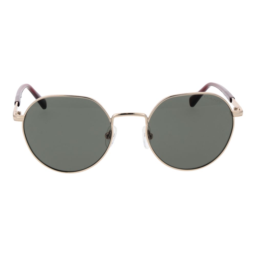 Sunglasses by Gant for men in metal gold features an ethereal full-rim panto frame design with gold coloured frame frames and non-polarized category-3-dark-tint lens for a ethereal finish.