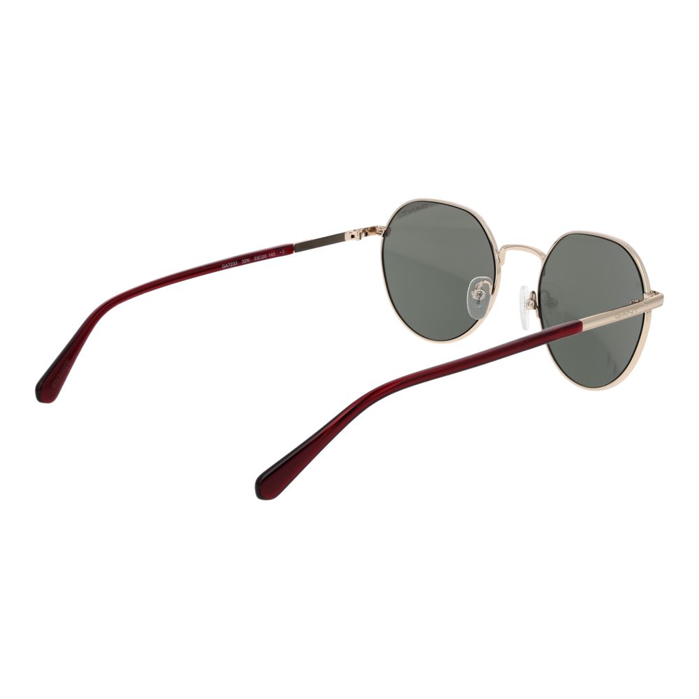 Sunglasses by Gant for men in metal gold showcases a ethereal silhouette, featuring gold coloured frame full-rim panto frame design with non-polarized category-3-dark-tint lens for a ethereal finish.