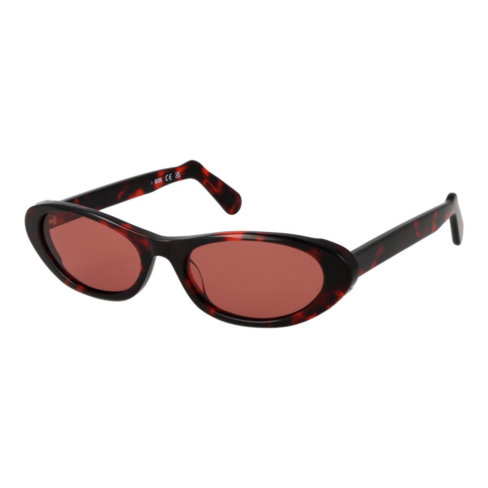 Sunglasses by GCDS for unisex in plastic and black featuring an opulent full-rim oval frame design with a sophisticated black coloured frame finish and high-performance non-polarized category-2-medium-tint lens.