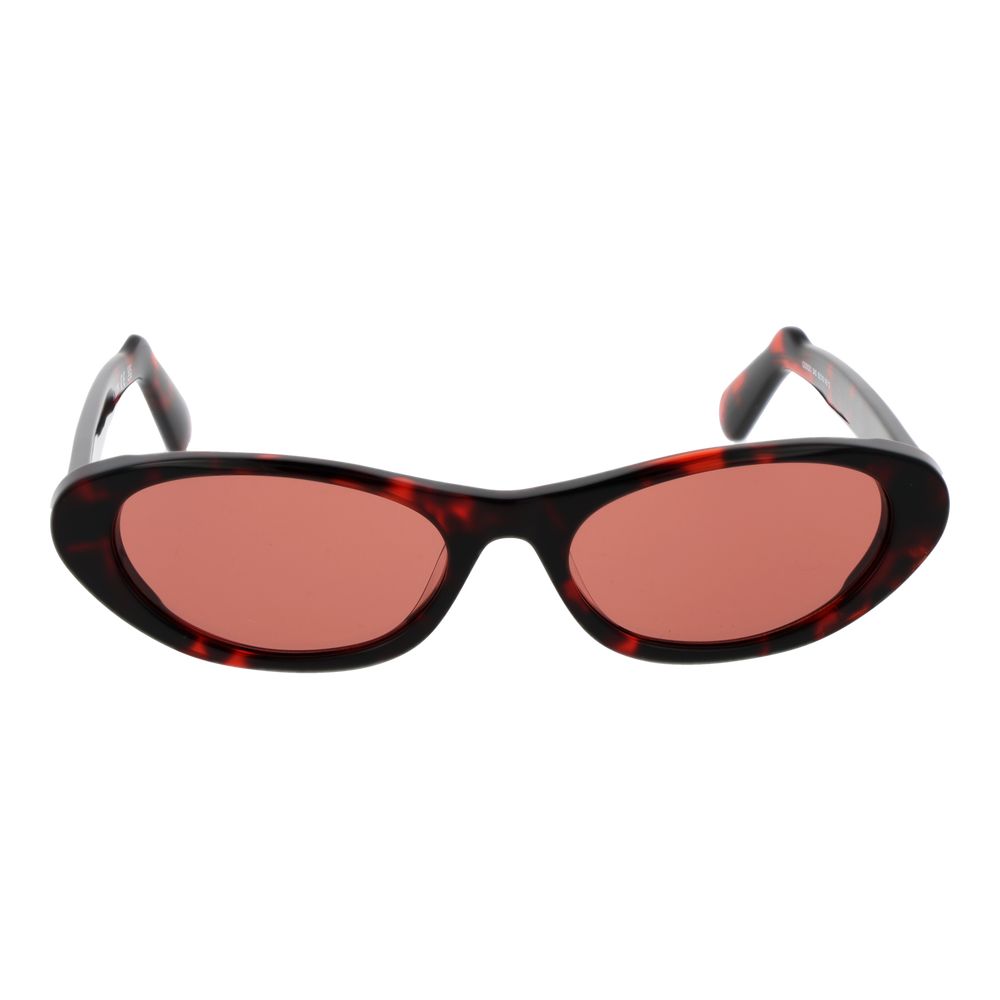 This Sunglasses by GCDS for unisex in plastic black presents a sumptuous silhouette, showcasing a sumptuous full-rim oval frame design in black coloured frame and high-performance non-polarized category-2-medium-tint lens.