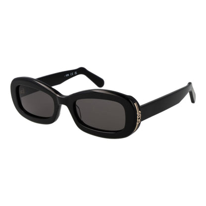 Sunglasses by GCDS for unisex in black features a sumptuous silhouette, showcasing a sumptuous rectangle full-rim frame design in black coloured frame with high-performance non-polarized category-3-dark-tint lens.