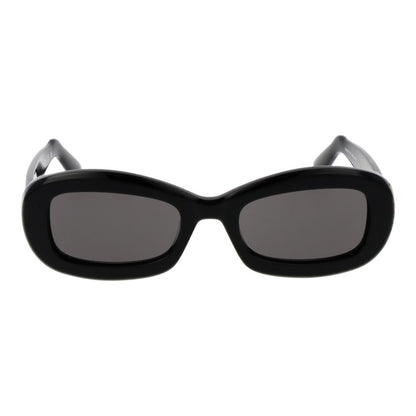 Sunglasses by GCDS for unisex in black features an ethereal rectangle full-rim frame design with black coloured frame frames and non-polarized category-3-dark-tint lens for a ethereal finish.