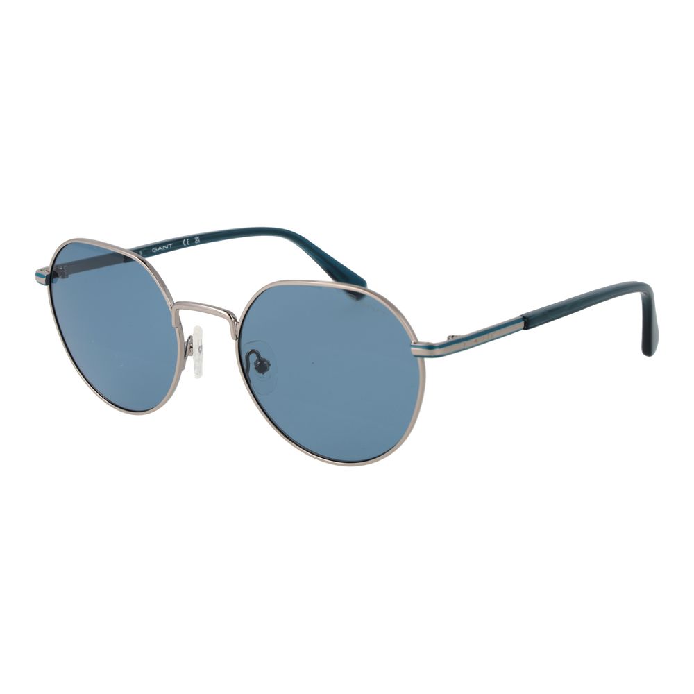 Sunglasses by Gant for men in metal silver showcases a ethereal silhouette, featuring silver coloured frame full-rim round frame design with non-polarized category-2-medium-tint lens for a ethereal finish.