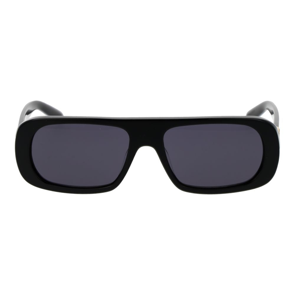 Sunglasses by GCDS for unisex in plastic and black featuring an opulent rectangle full-rim frame design with a sophisticated black coloured frame finish and high-performance non-polarized category-3-dark-tint lens.