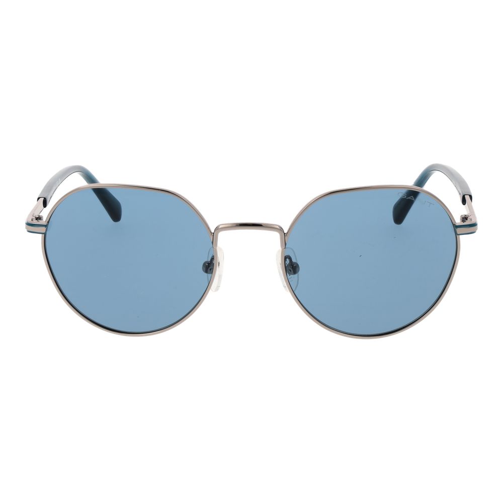 Sunglasses by Gant for men in metal silver features a sumptuous silhouette, showcasing a sumptuous full-rim round frame design in silver coloured frame with high-performance non-polarized category-2-medium-tint lens.