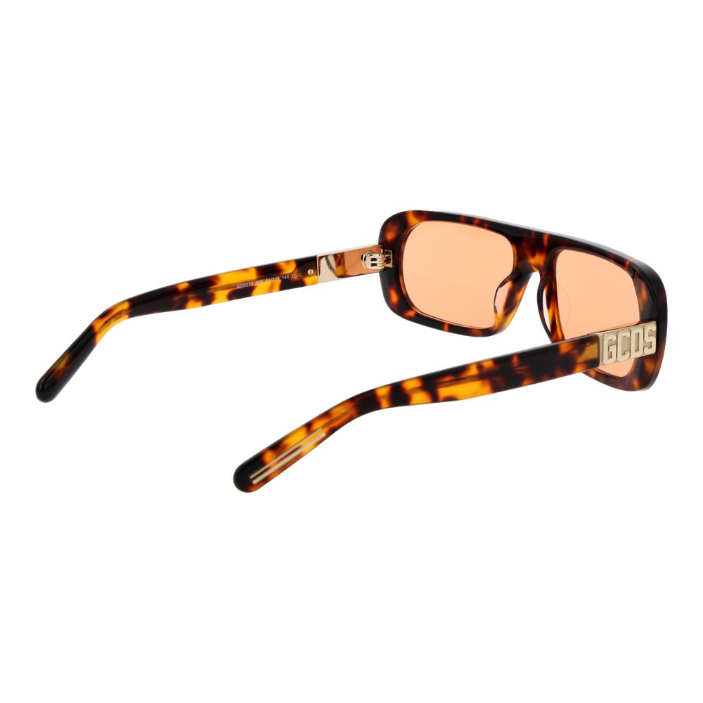 Sunglasses by GCDS for unisex in plastic multicolor features an lustrous rectangle full-rim frame design with multicolor coloured frame detailing and mirrored category-1-light-tint lens for a lustrous aesthetic.