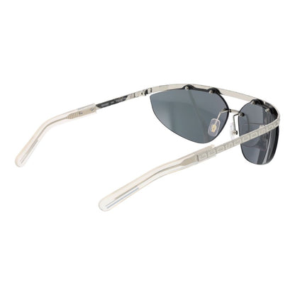 This Sunglasses by GCDS for unisex in metal silver presents a sumptuous silhouette, showcasing a sumptuous browline frame design in silver coloured frame and high-performance mirrored category-3-dark-tint lens.