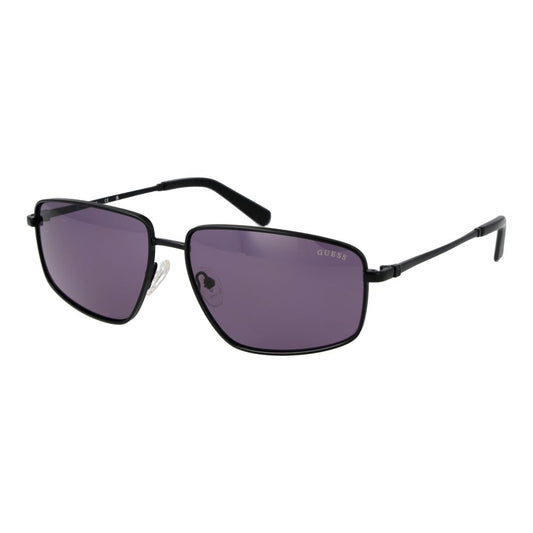 Sunglasses by Guess for men in black showcases a ethereal silhouette, featuring black coloured frame rectangle full-rim frame design with non-polarized category-3-dark-tint lens for a ethereal finish.