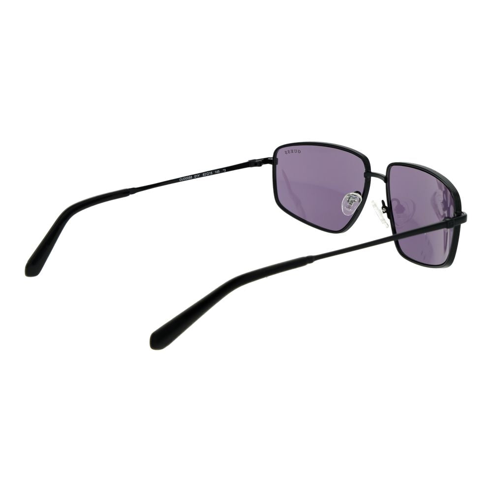 Sunglasses by Guess for men in and black presents a sumptuous silhouette, featuring black coloured frame and rectangle full-rim frame design with non-polarized category-3-dark-tint lens for a sumptuous look.