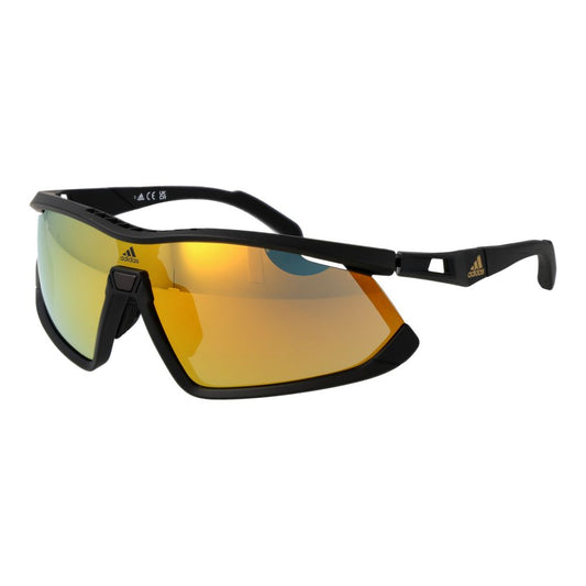 Sunglasses by Adidas for unisex in plastic black features an ethereal half-rim sport frame design with black coloured frame frames and mirrored category-3-dark-tint lens for a ethereal finish.