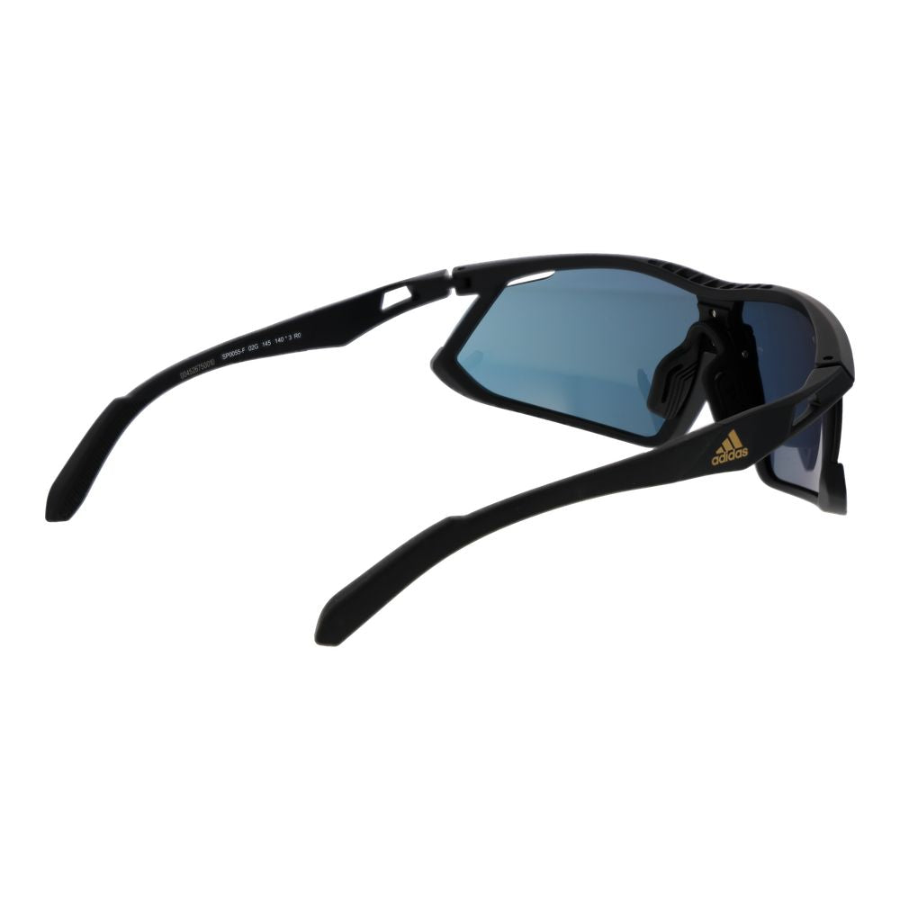 Sunglasses by Adidas for unisex in plastic and black presents a sumptuous silhouette, featuring black coloured frame and half-rim sport frame design with mirrored category-3-dark-tint lens for a sumptuous look.