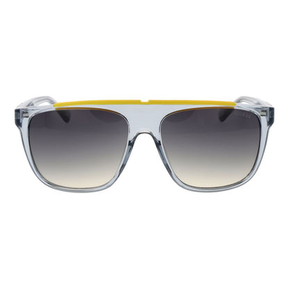 Sunglasses by Guess for men in plastic gray features an lustrous full-rim square frame design with gray coloured frame detailing and gradient category-3-dark-tint lens for a lustrous aesthetic.