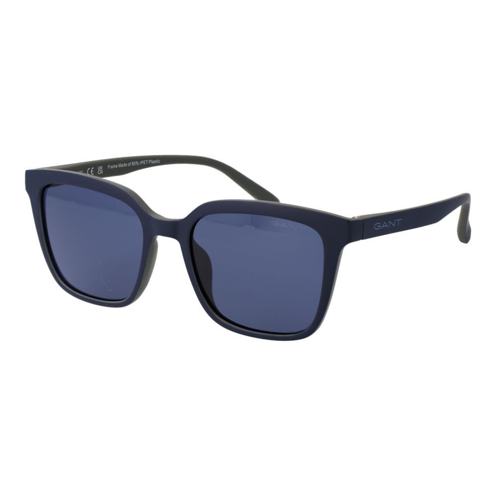 This Sunglasses by Gant for unisex in plastic blue presents a sumptuous silhouette, showcasing a sumptuous full-rim square frame design in blue coloured frame and high-performance non-polarized category-3-dark-tint lens.