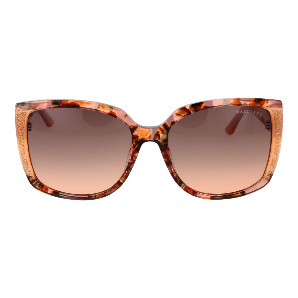 Sunglasses by Marciano by Guess for women in plastic multicolor features a sumptuous silhouette, showcasing a sumptuous butterfly full-rim frame design in multicolor coloured frame with high-performance gradient category-2-medium-tint lens.