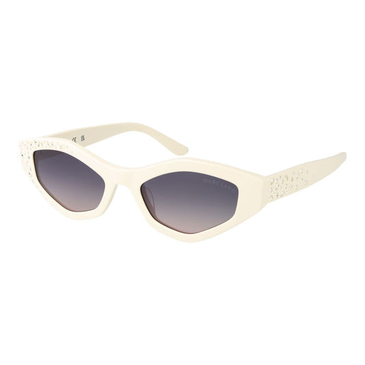 Sunglasses by Marciano by Guess for women in white showcases a ethereal silhouette, featuring white coloured frame full-rim oval frame design with gradient category-2-medium-tint lens for a ethereal finish.