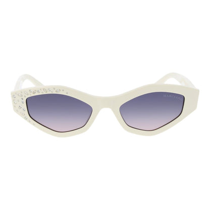 Sunglasses by Marciano by Guess for women in and white presents a sumptuous silhouette, featuring white coloured frame and full-rim oval frame design with gradient category-2-medium-tint lens for a sumptuous look.