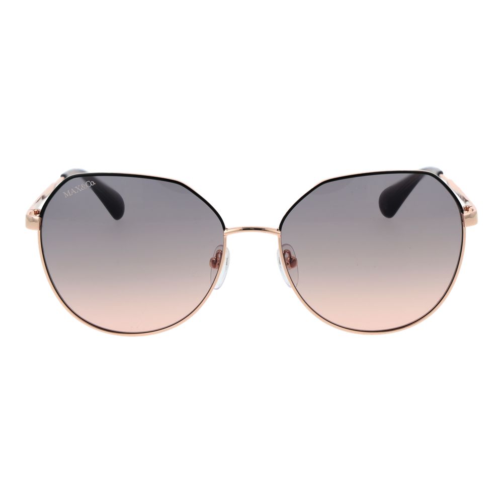 This Sunglasses by Max & Co for women in metal rose-gold presents a sumptuous silhouette, showcasing a sumptuous full-rim panto frame design in rose-gold coloured frame and high-performance gradient category-2-medium-tint lens.