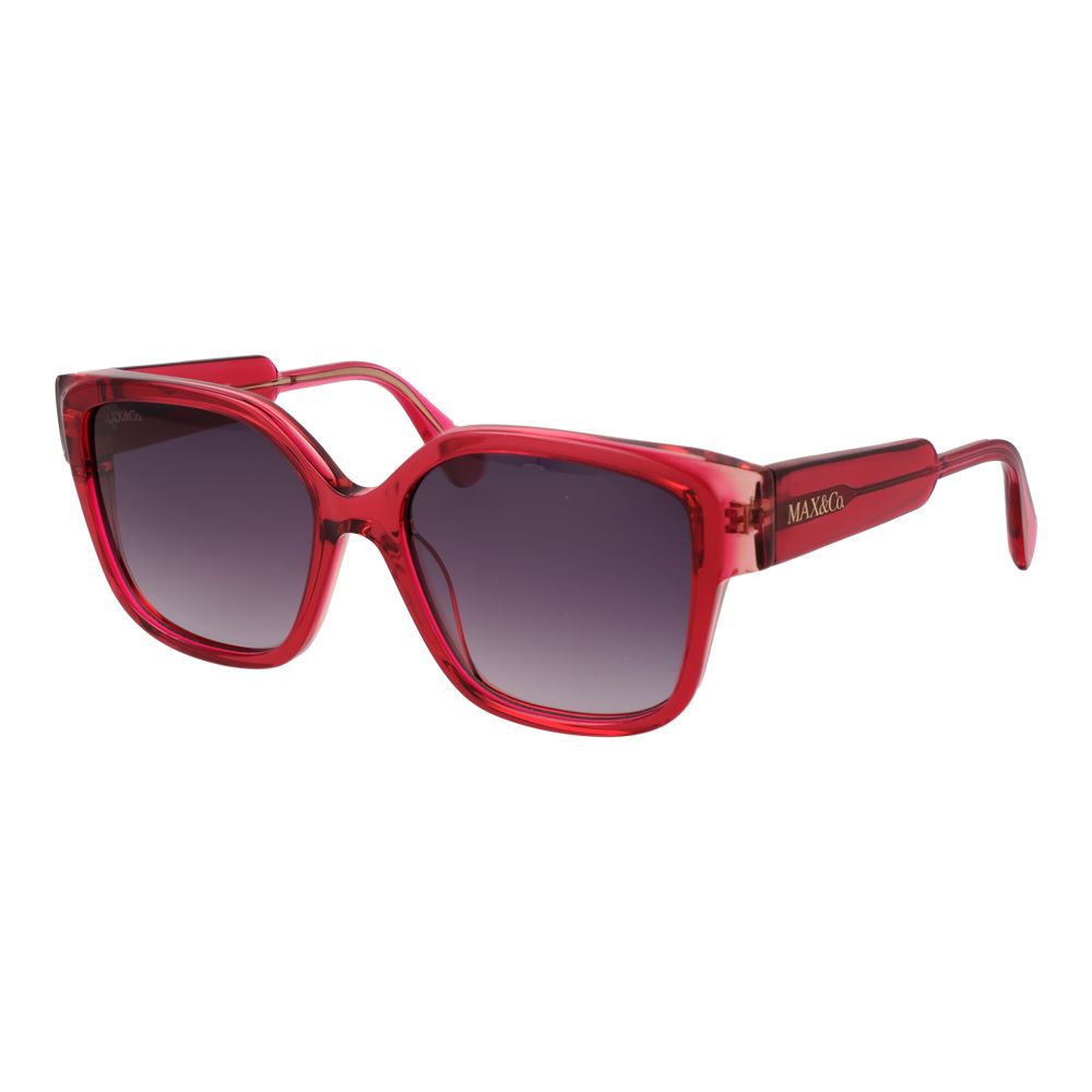 Sunglasses by Max & Co for women in plastic pink features an ethereal butterfly full-rim frame design with rose coloured frame frames and gradient category-3-dark-tint lens for a ethereal finish.