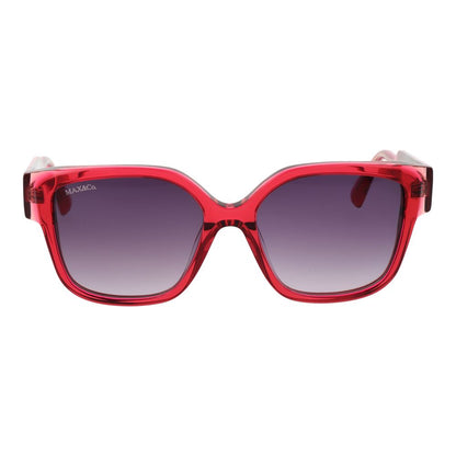 Sunglasses by Max & Co for women in plastic pink features an lustrous butterfly full-rim frame design with rose coloured frame detailing and gradient category-3-dark-tint lens for a lustrous aesthetic.