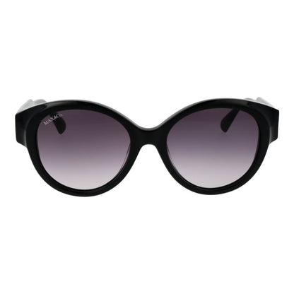 Sunglasses by Max & Co for women in plastic and black presents a sumptuous silhouette, featuring black coloured frame and full-rim round frame design with gradient category-3-dark-tint lens for a sumptuous look.