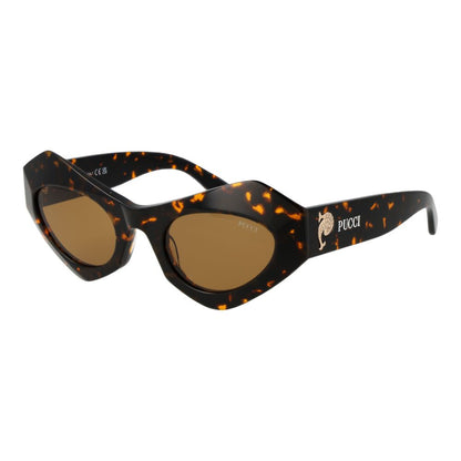 Emilio Pucci Cat-Eye Non-Polarized Medium-Tint Plastic Sunglasses - Brown