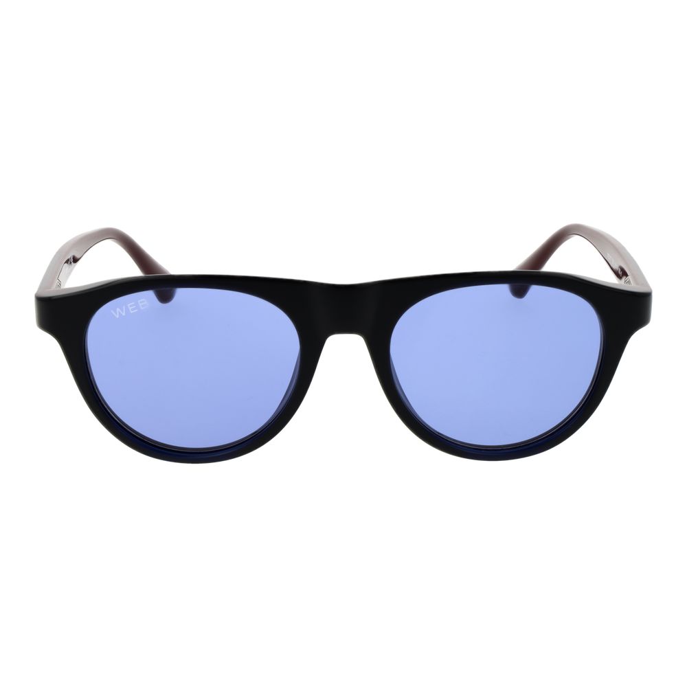 Sunglasses by Web for men in plastic blue features an ethereal full-rim panto frame design with blue coloured frame frames and non-polarized category-2-medium-tint lens for a ethereal finish.