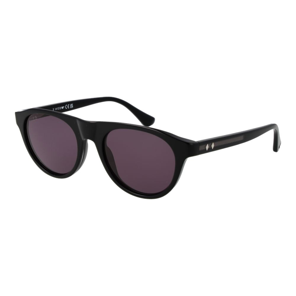 Sunglasses by Web for men in plastic black features a sumptuous silhouette, showcasing a sumptuous full-rim round frame design in black coloured frame with high-performance non-polarized category-3-dark-tint lens.