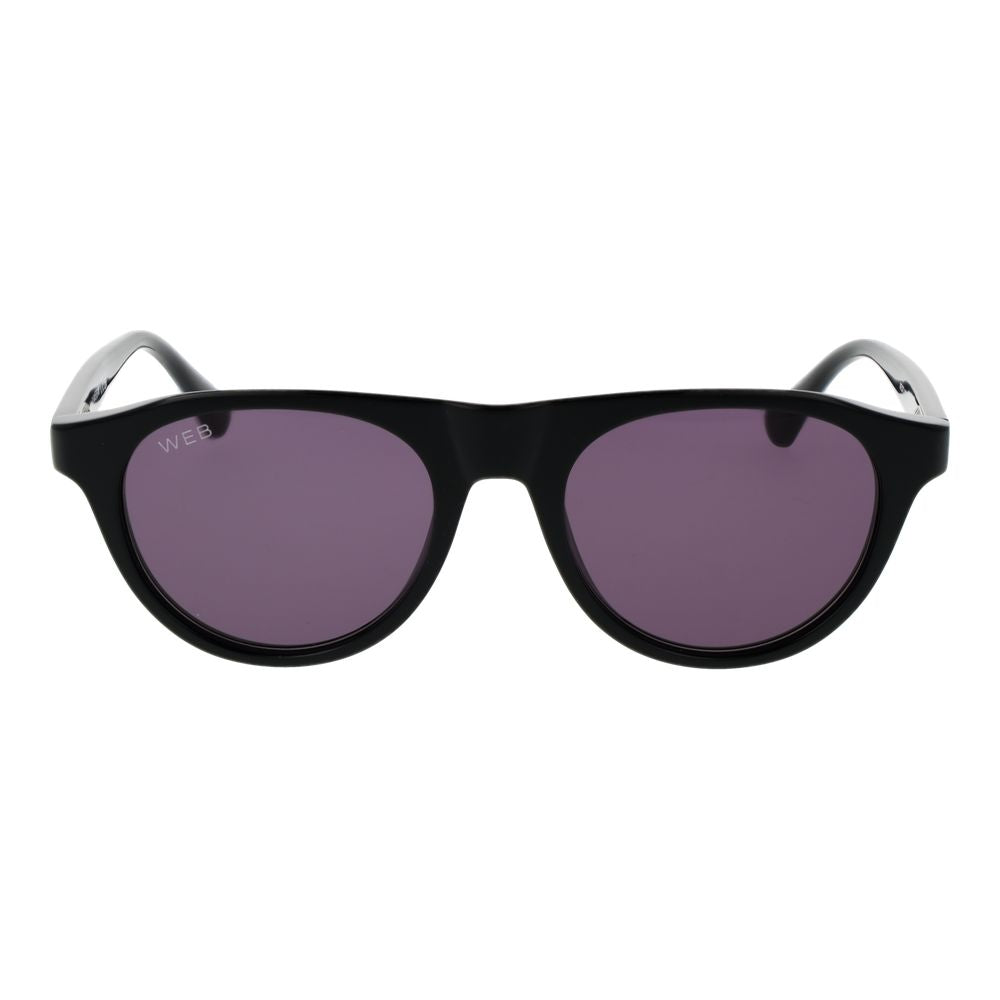 Sunglasses by Web for men in plastic and black featuring an opulent full-rim round frame design with a sophisticated black coloured frame finish and high-performance non-polarized category-3-dark-tint lens.