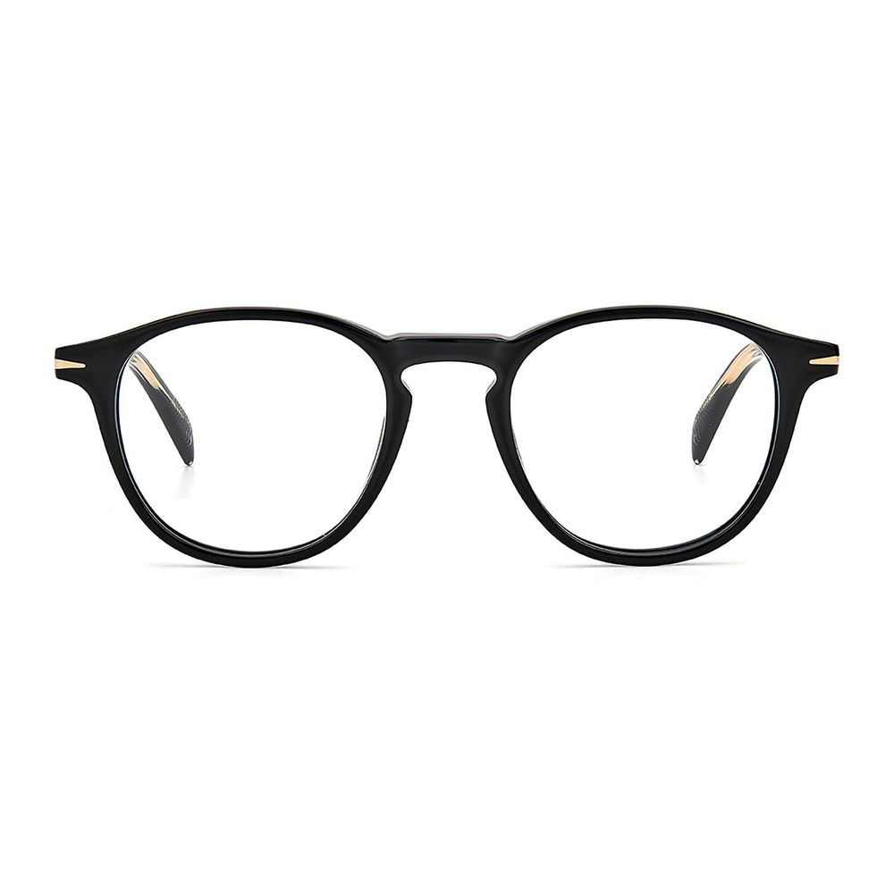 Eyeglasses Frames by David Beckham for men in acetate black showcases a reflective silhouette, artfully incorporating a sophisticated black coloured frame with a distinct full-frame frame design.