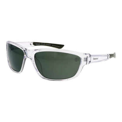 Sunglasses by Timberland for men in plastic and transparent presents a sumptuous silhouette, featuring transparent coloured frame and rectangle full-rim frame design with polarized category-3-dark-tint lens for a sumptuous look.
