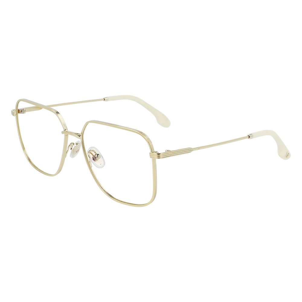 Eyeglasses Frames by Victoria Beckham for women in metal gold features an refined silhouette, showcasing a sophisticated gold coloured frame and refined full-frame frame design for a refined look.