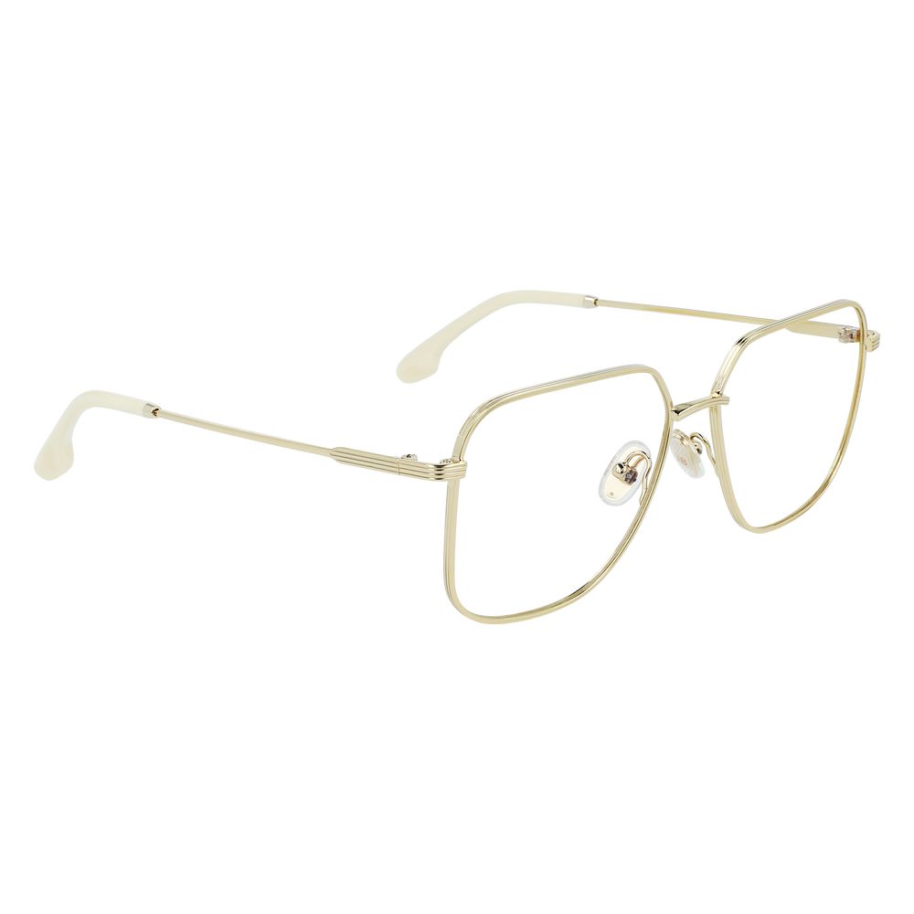 Eyeglasses Frames by Victoria Beckham for women in metal and gold showcases a refined silhouette, detailed with a gold coloured frame finish and a sophisticated full-frame frame design.