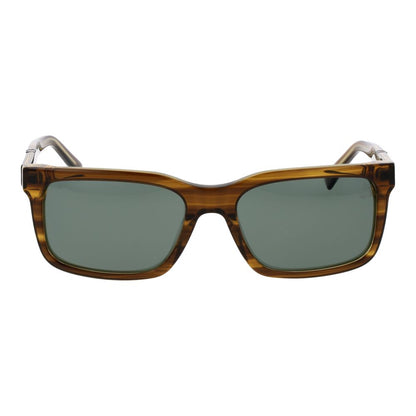 Sunglasses by Timberland for men in plastic brown showcases a ethereal silhouette, featuring brown coloured frame rectangle full-rim frame design with non-polarized category-3-dark-tint lens for a ethereal finish.