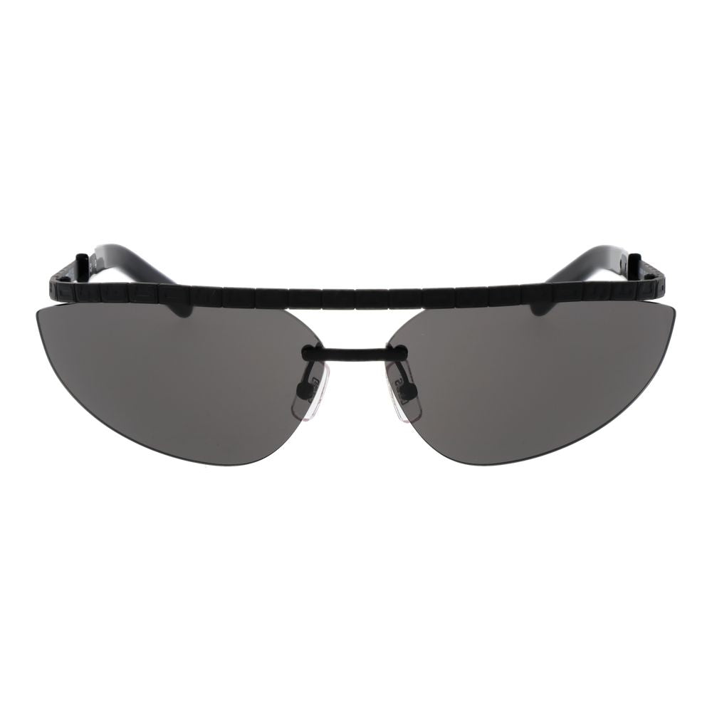 Sunglasses by GCDS for unisex in metal black features an lustrous browline frame design with black coloured frame detailing and non-polarized category-3-dark-tint lens for a lustrous aesthetic.
