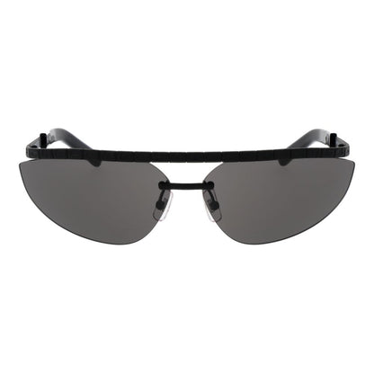 Sunglasses by GCDS for unisex in metal black features an lustrous browline frame design with black coloured frame detailing and non-polarized category-3-dark-tint lens for a lustrous aesthetic.