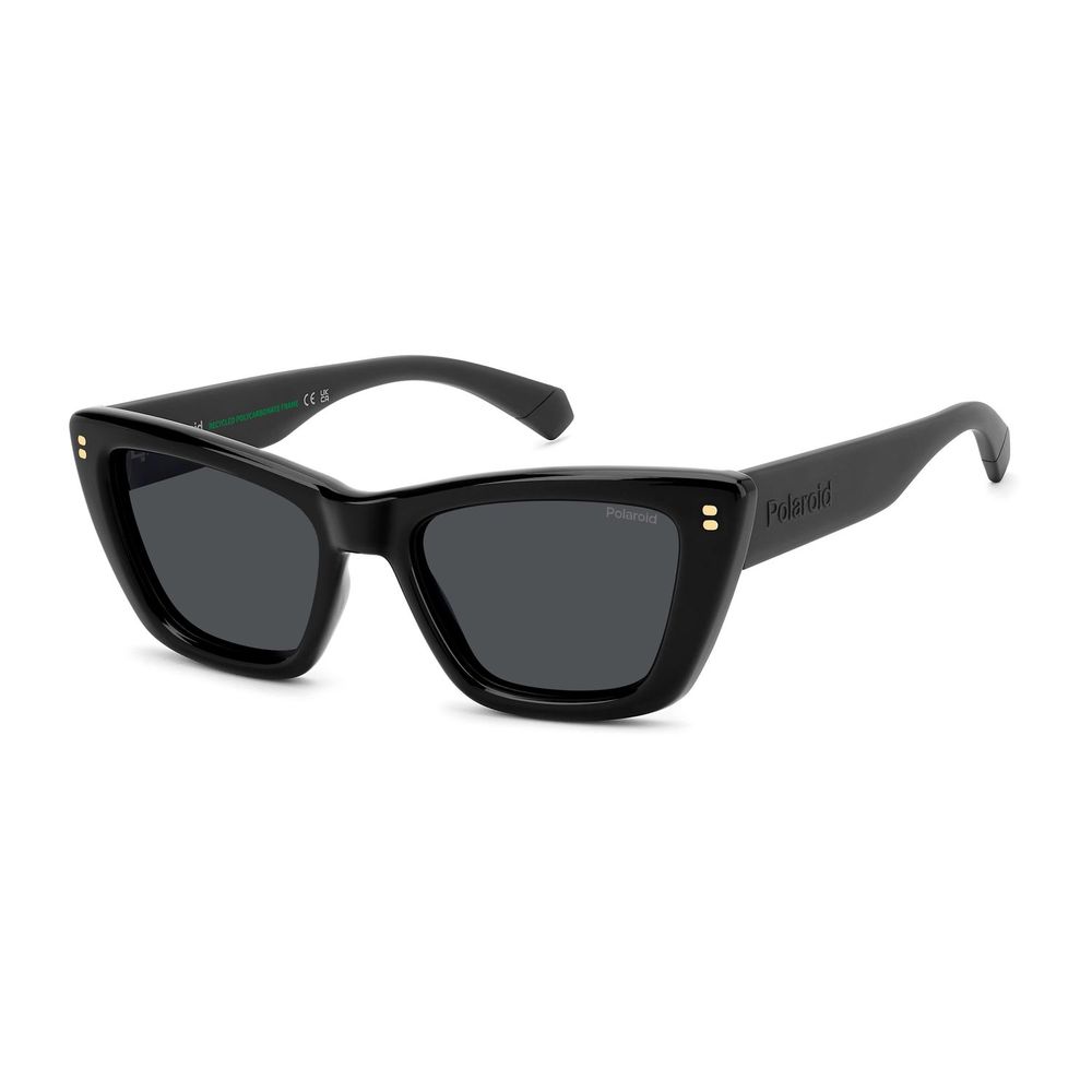 Sunglasses by Polaroid for women in polycarbonate and black presents a sumptuous silhouette, featuring black coloured frame and full-rim cat-eye frame design with non-polarized category-3-dark-tint lens for a sumptuous look.